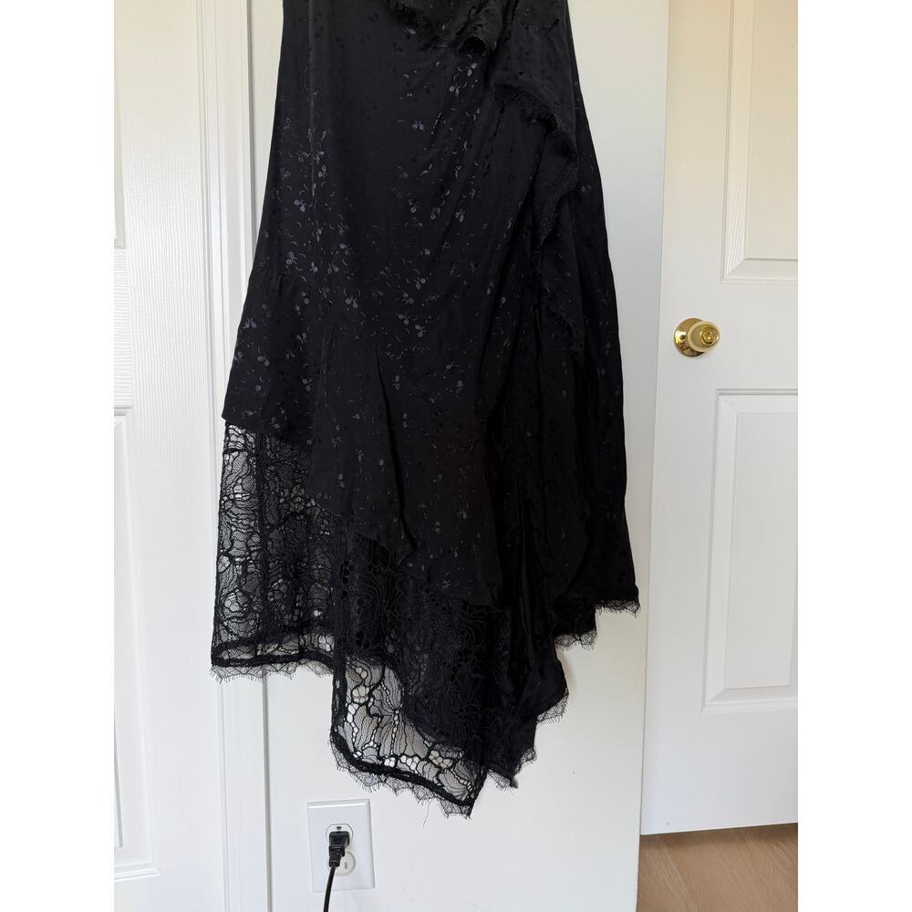 NWT Anthropologie One Shoulder Black Lace Asymmetrical Viscose Dress - Picture 4 of 7